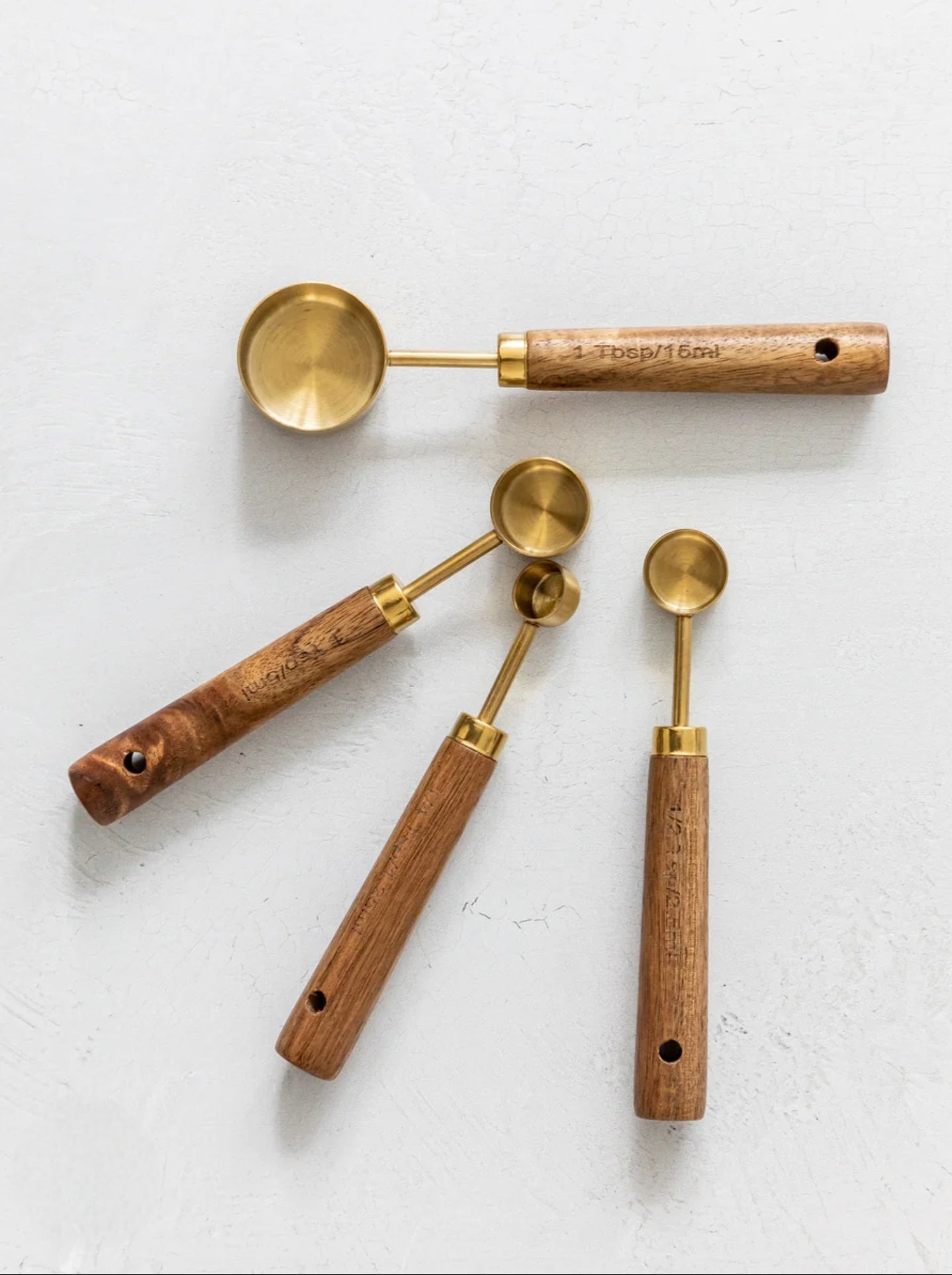 Wooden + Gold Measuring Spoon Set